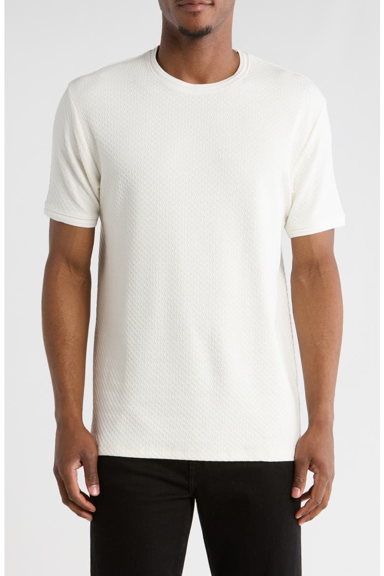 Solid Crewneck Textured T-Shirt, Main, color, DULL WHITE