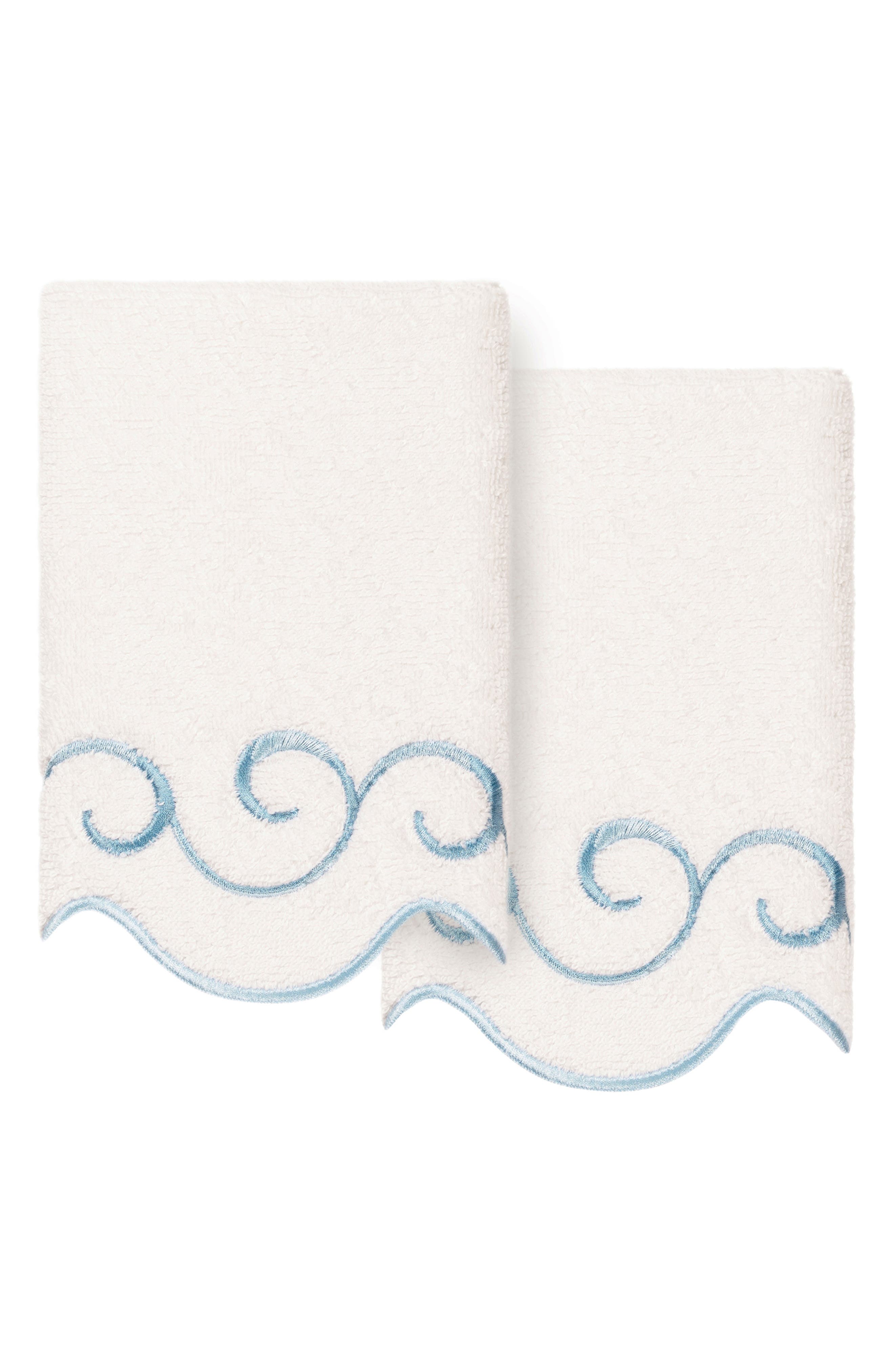 2-Piece Simplicity Embroidered Turkish Cotton Fingertip Towel Set