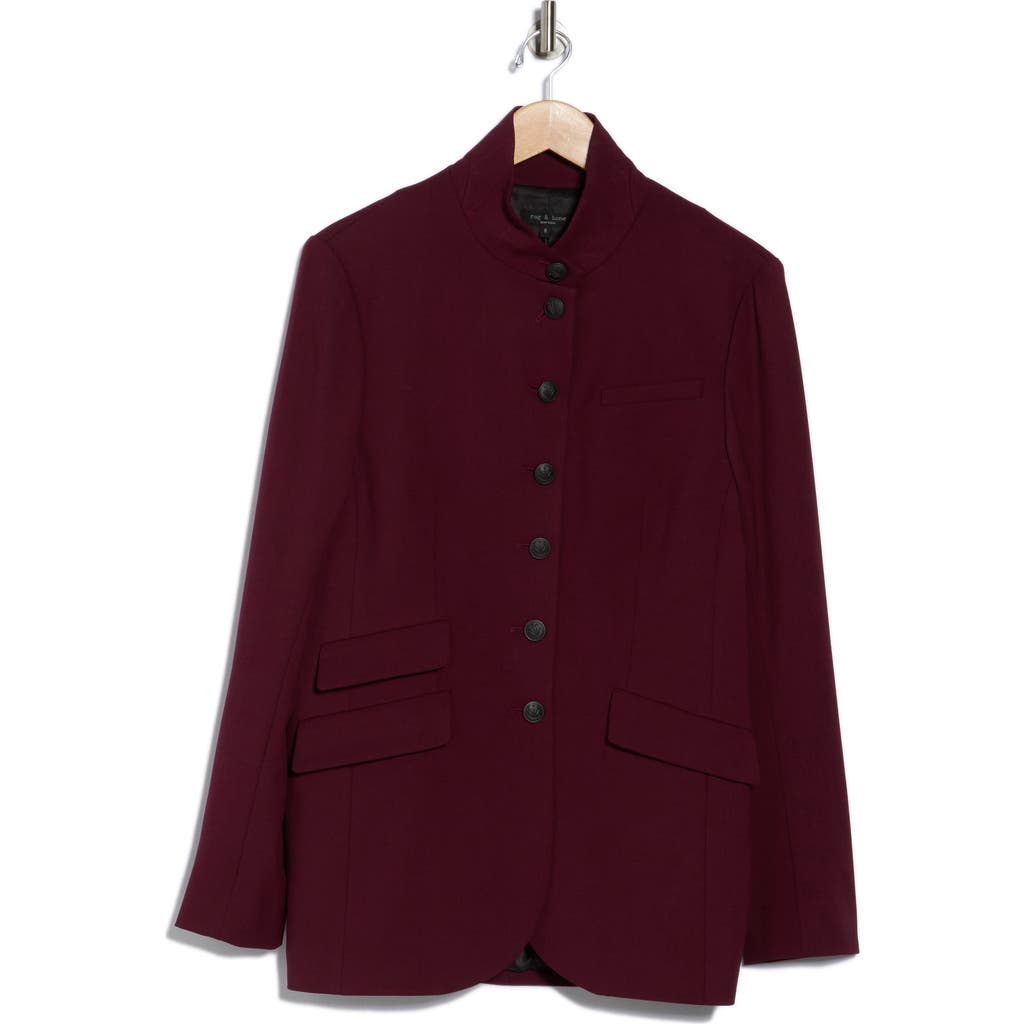 Rag & Bone Slade Long Wool Blazer In Burgundy