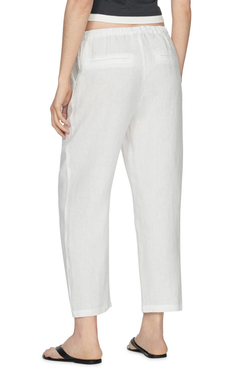 MANGO Linen Drawstring Pants, Alternate, color, White