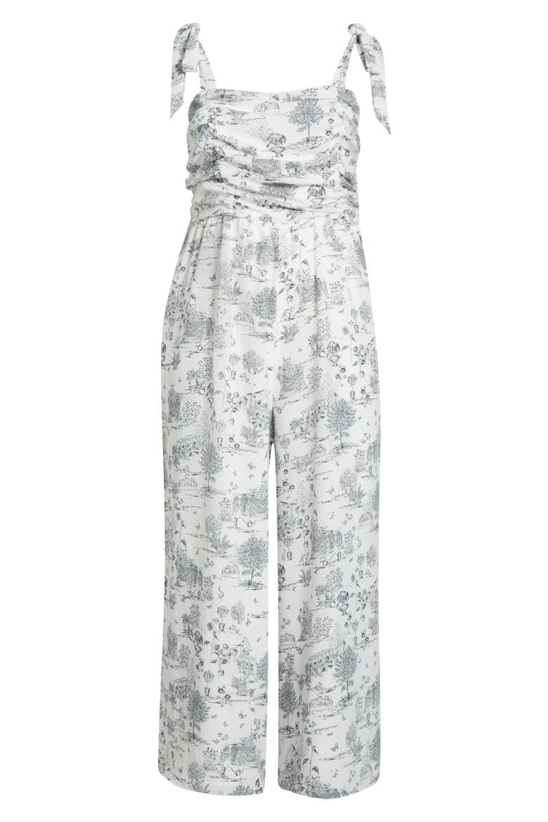 Renzo Toile Tie Strap Jumpsuit, Alternate, color, GREY-BLACK