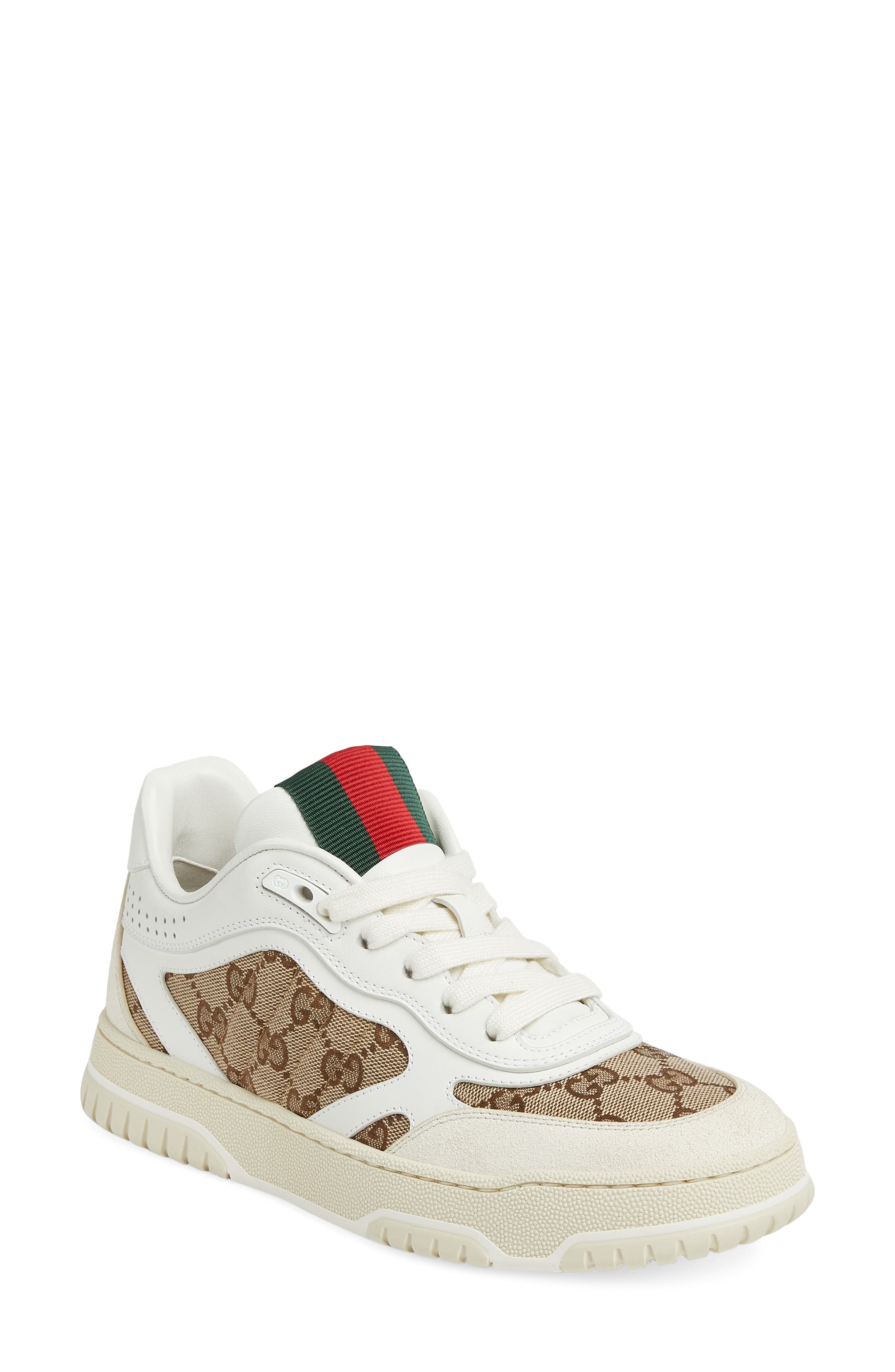 Gucci Re-Web Mixed Media Low Top Sneaker, Main, color, Ivory/ Beige