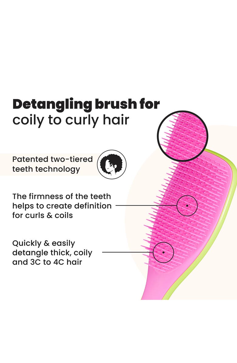 Tangle Teezer Ultimate Detangler Hairbrush for Curly to Coily, Alternate, color, Cyber Lime / Pink