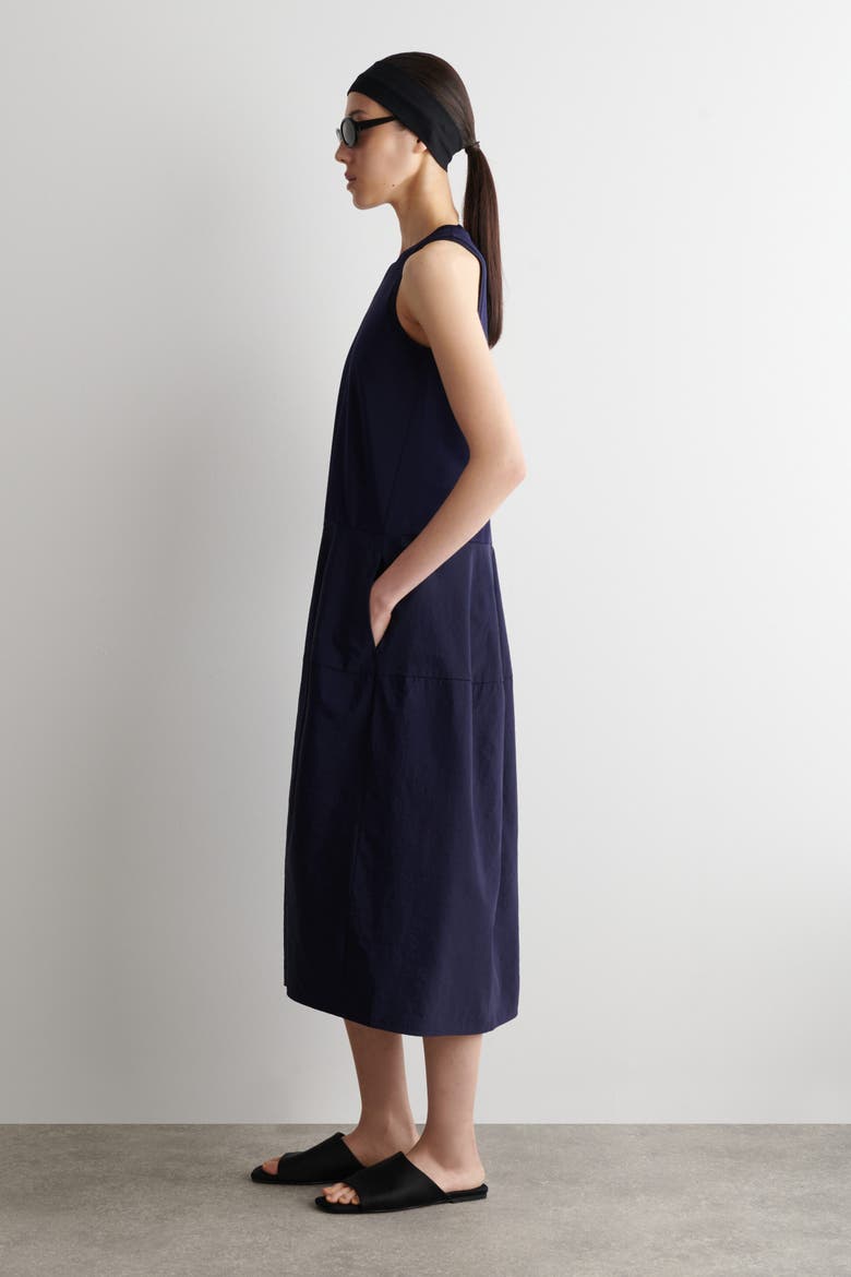 Paneled Sleeveless Midi Dress, Alternate, color, NAVY