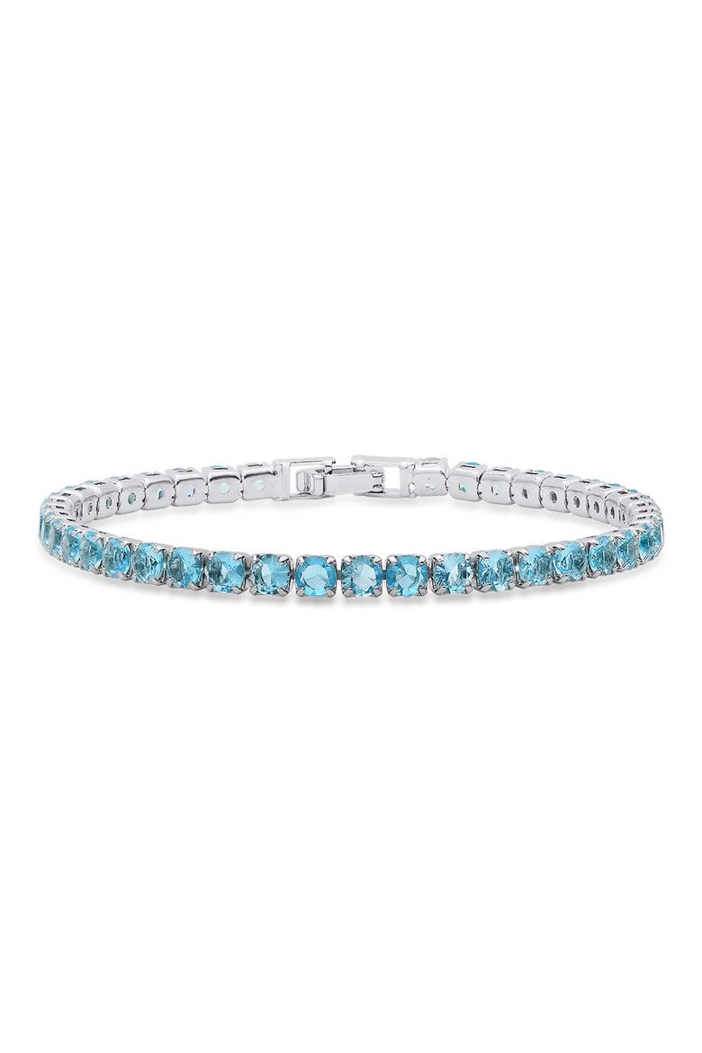 18K White Gold Plated Crystal Tennis Bracelet, Main, color, BLUE
