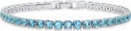 STEELTIME 18K White Gold Plated Crystal Tennis Bracelet