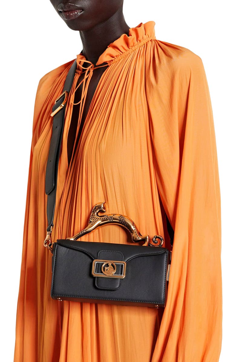 Lanvin Nano Pencil Cat Leather Bag, Alternate, color, Black