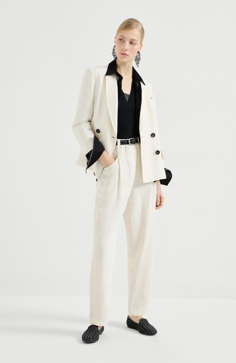 Brunello Cucinelli Ribbed jersey top, Alternate, color, Black