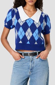 French Connection Koda Argyle Knit Combo Sweater