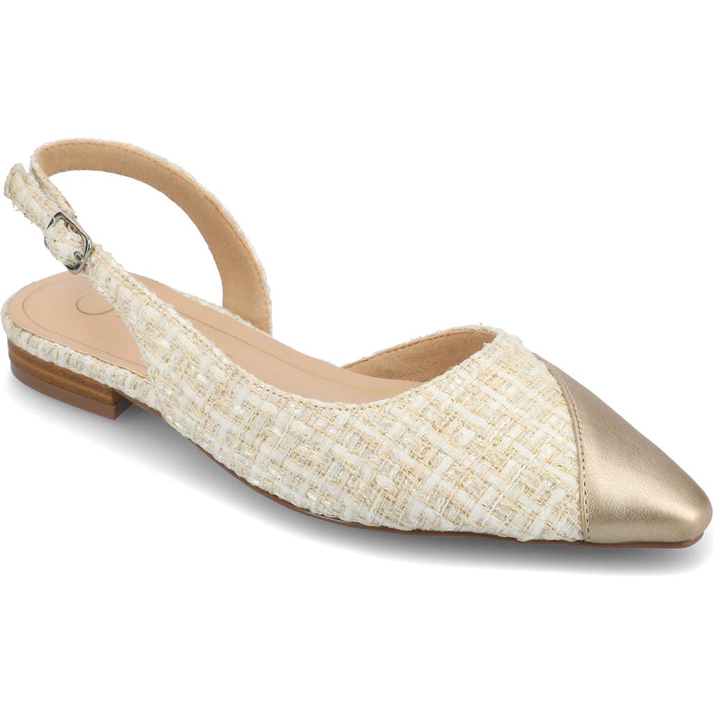 Shop Journee Collection Daphnne Cap Toe Slingback Flat In Champagne