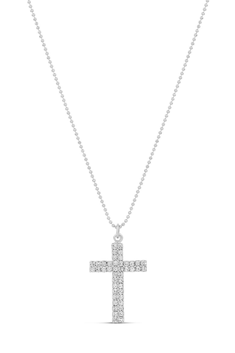 Pavé Cross Pendant Necklace, Main, color, SILVER