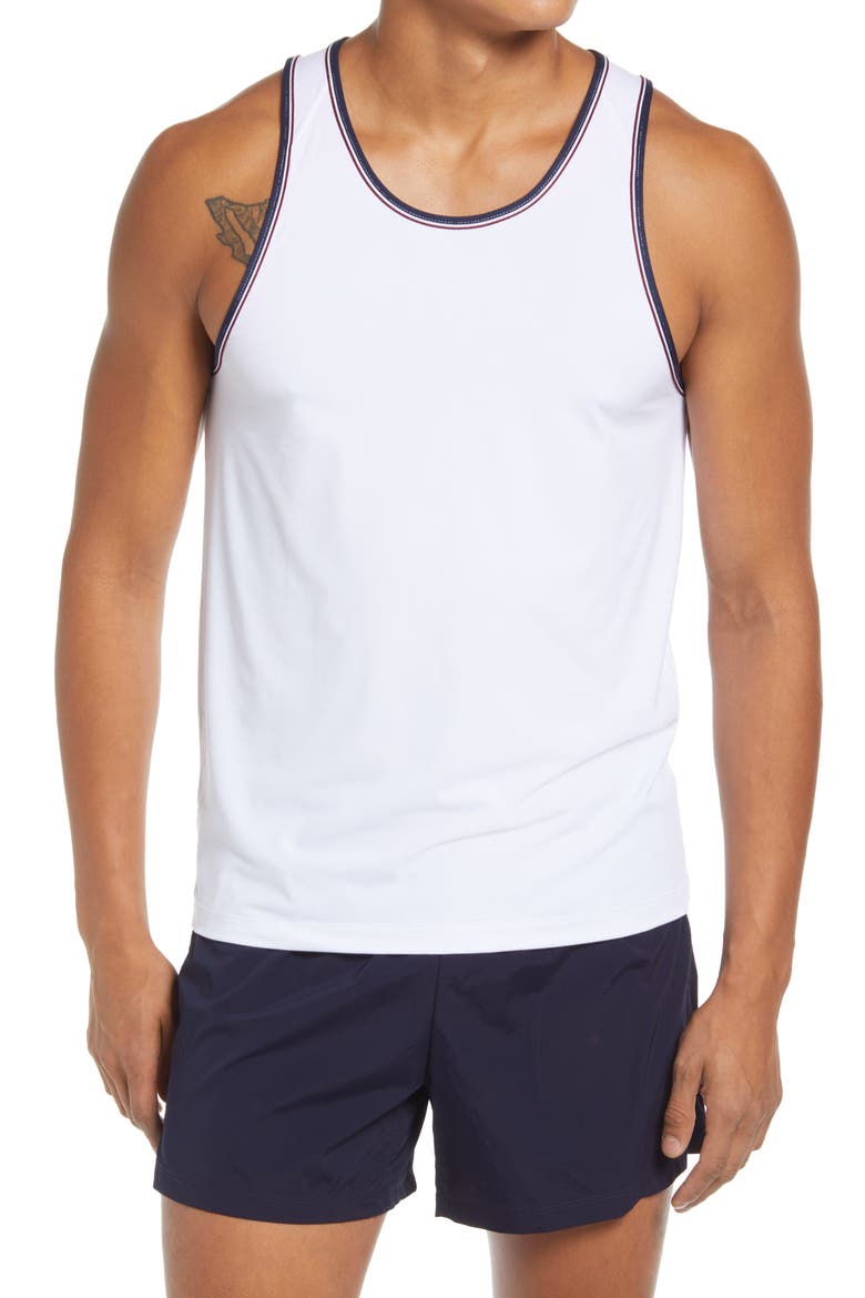 Men's Reign Retro Performance Tank, Main, color, BRIGHT WHITE
