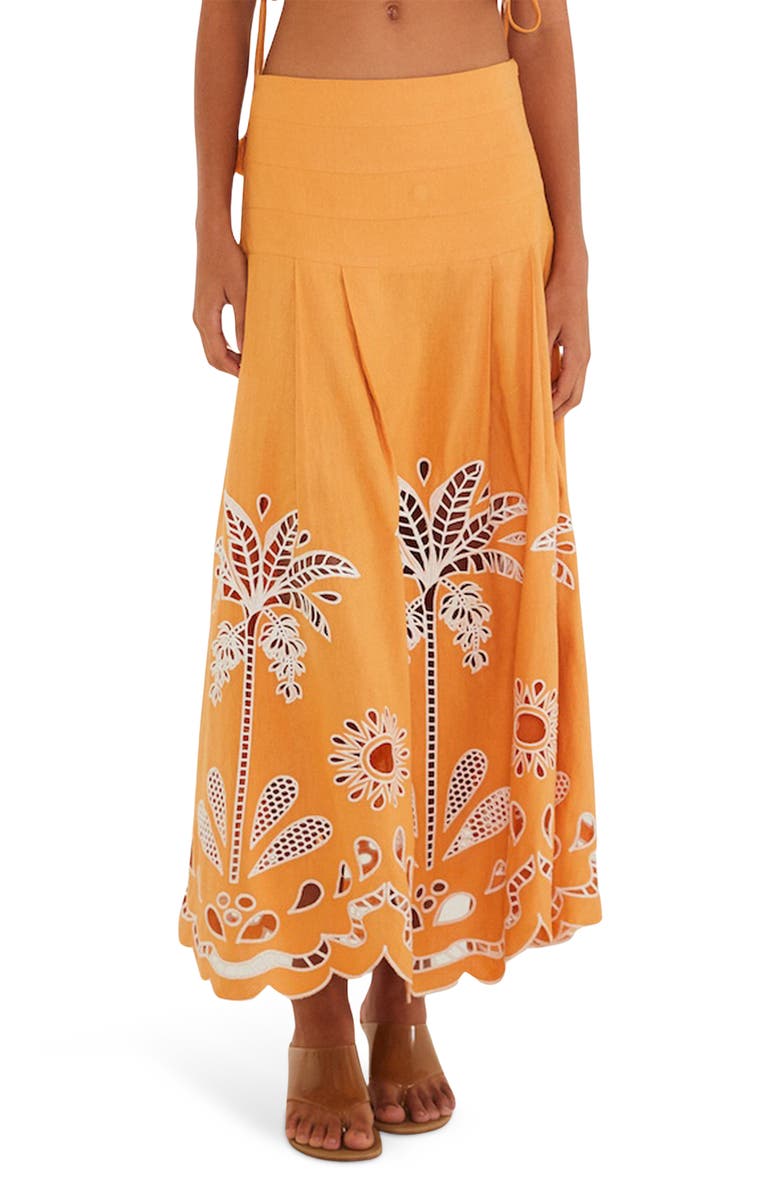 FARM Rio Tropi Embroidered Eyelet Cover-Up Maxi Skirt, Main, color, Tropi Embroidery Cam