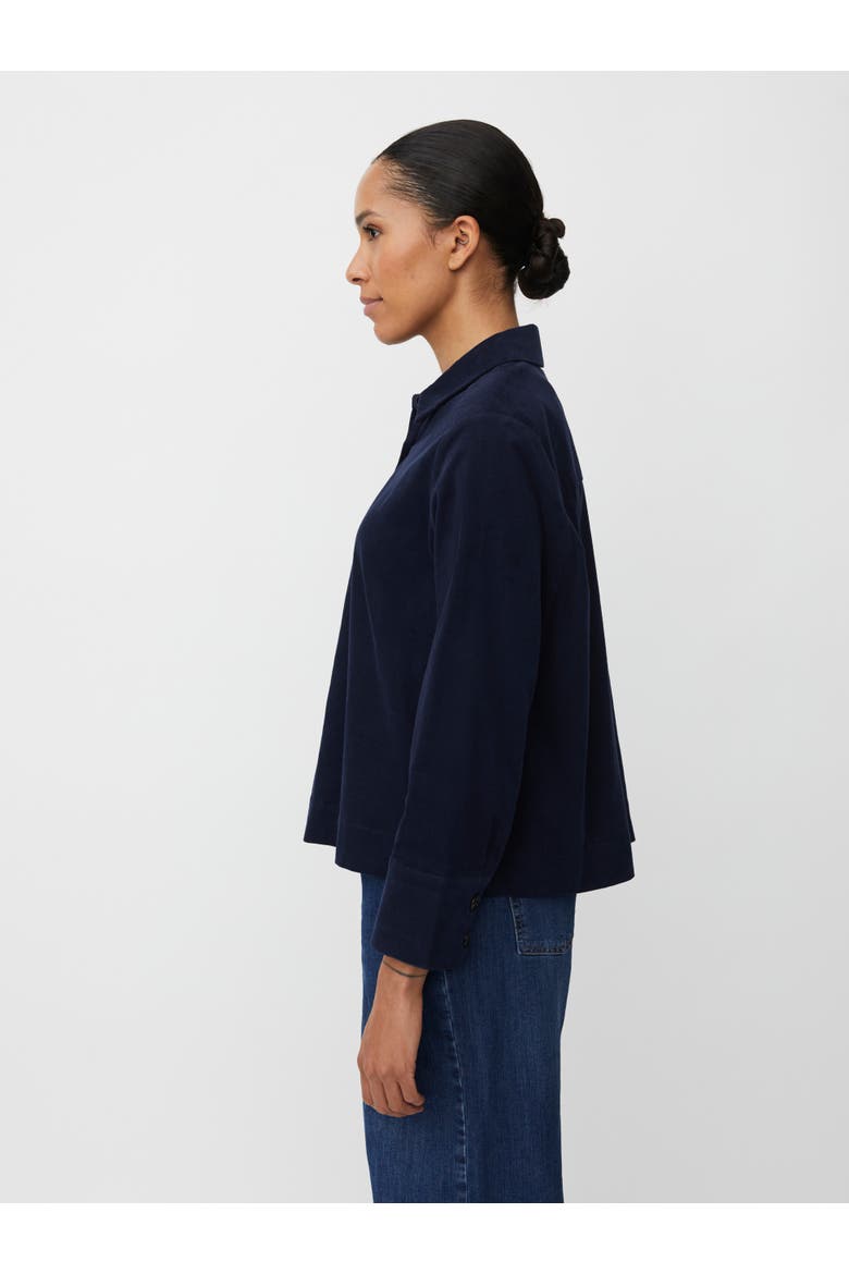 Long Sleeve Collared Velvet Shirt, Alternate, color, Navy Blazer