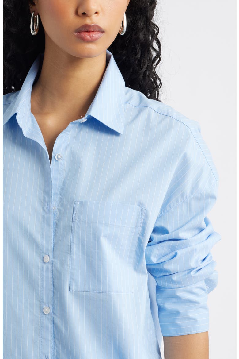 Oversize Poplin Button-Up Shirt, Alternate, color, BLUE- IVORY SLICE PIN
