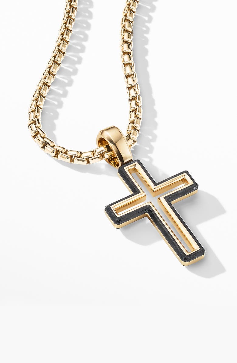 David Yurman Forged Carbon Cross Pendant with 18K Gold, Alternate, color,