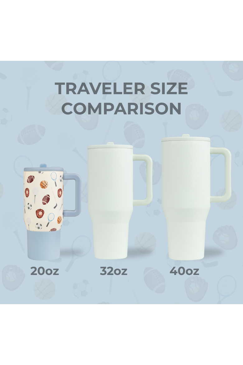 Kids Traveler Insulated Water Bottle with Flip Straw & Handle 20oz, Alternate, color, Sports