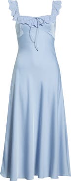 ASTR the Label Makiya Lace Trim Satin Dress