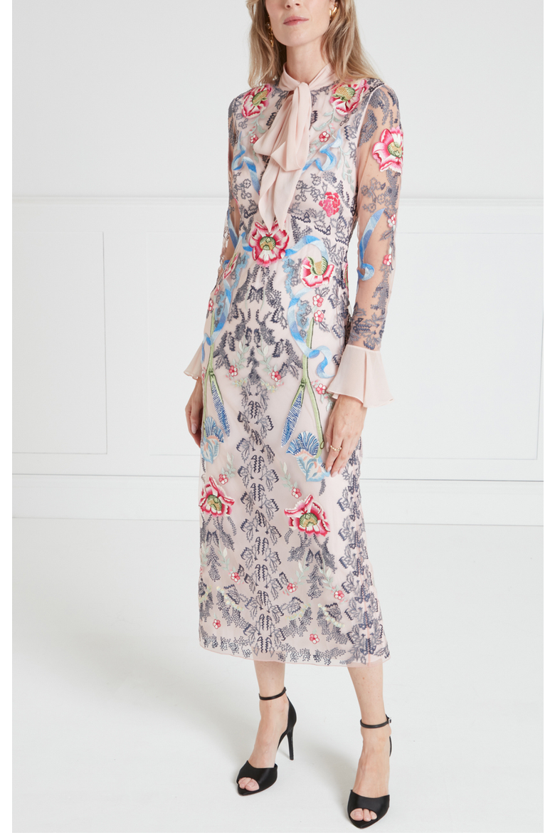 Bilbao Tie Dress, Alternate, color, Rosewater