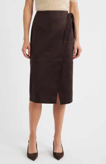 The Danica Faux Wrap Faux Suede Skirt