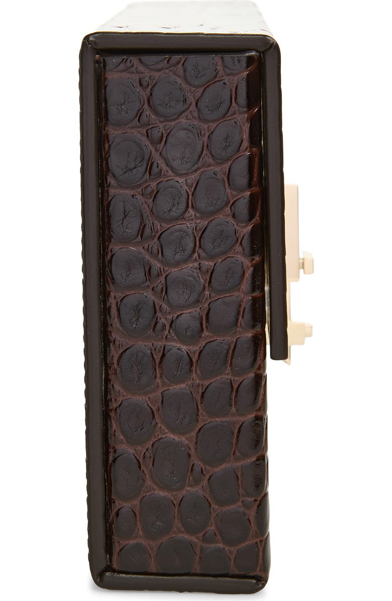 TOM FORD Croc Embossed Patenet Leather East/West Box Clutch, Alternate, color, 1B087 Espresso