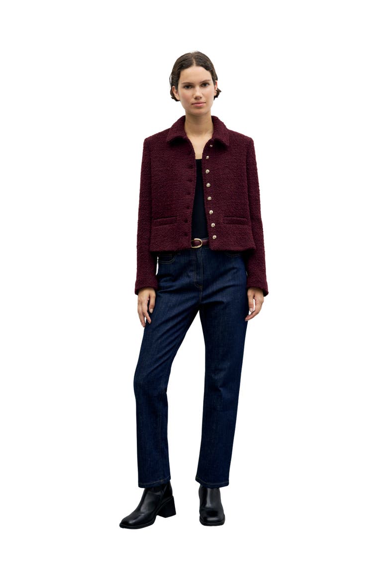 Cropped Long Sleeve Jacket, Alternate, color, Wine