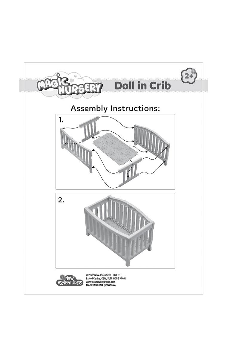 Magic Nursery Doll In Crib 8" Baby Doll Playset 2+, Alternate, color, Multicolored