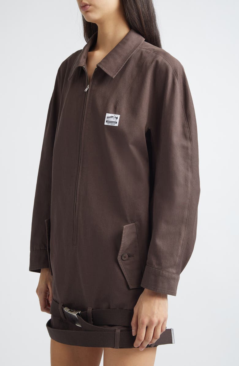 Magliano Long Sleeve Cotton Twill Minidress, Alternate, color, Brown