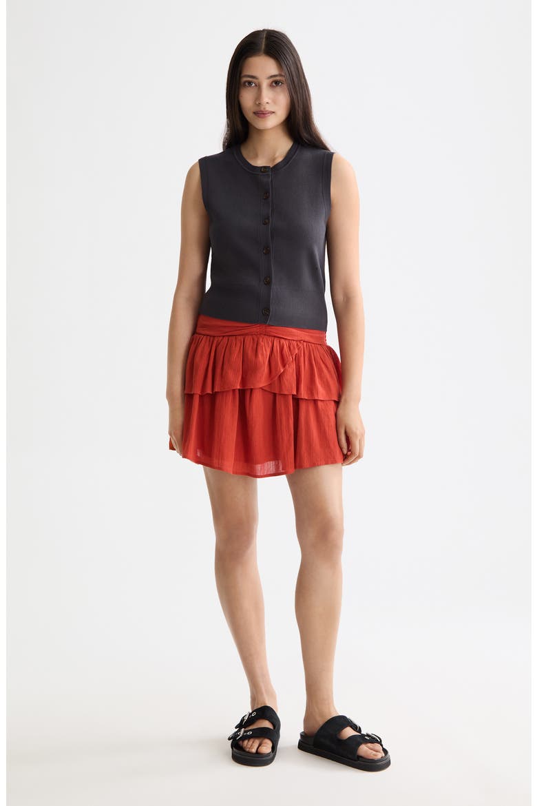 Crinkle Gauze Tiered Cotton Miniskirt, Alternate, color, KETCHUP