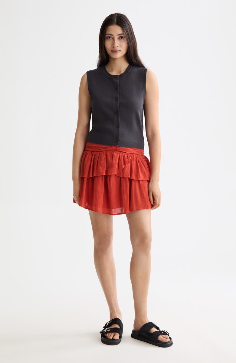 Scotch & Soda Crinkle Gauze Tiered Cotton Miniskirt, Alternate, color, Ketchup