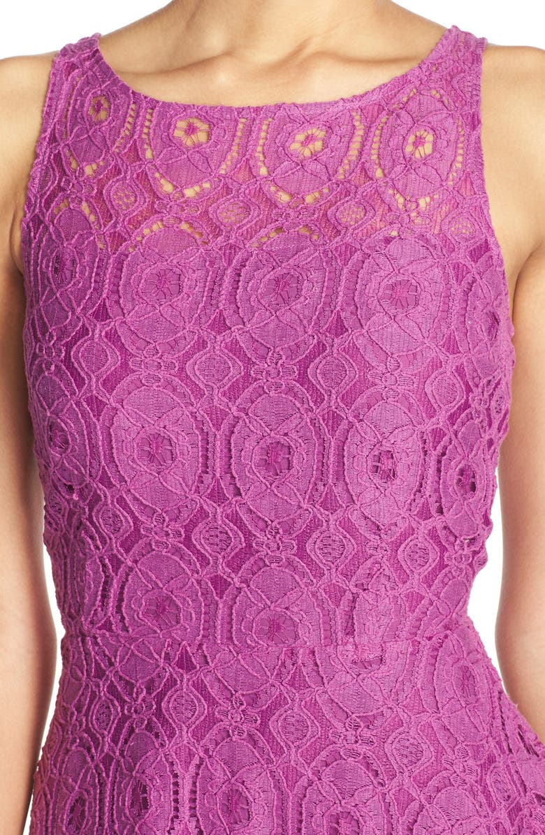 BB Dakota by Steve Madden BB Dakota Renley Lace Fit & Flare Minidress, Alternate, color, Radiant Orchid