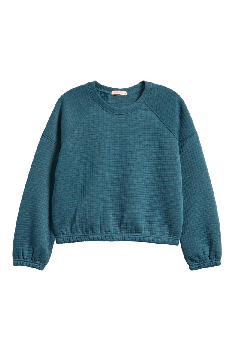 Corbet Quilted Crewneck Sweatshirt, Alternate, color, DARK TEAL HEATHER