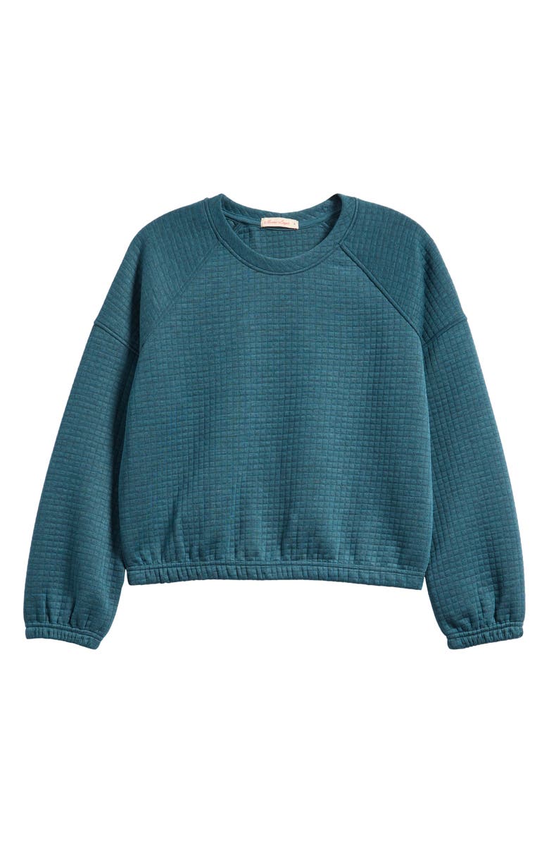 Marine Layer Corbet Quilted Crewneck Sweatshirt, Alternate, color, Dark Teal Heather