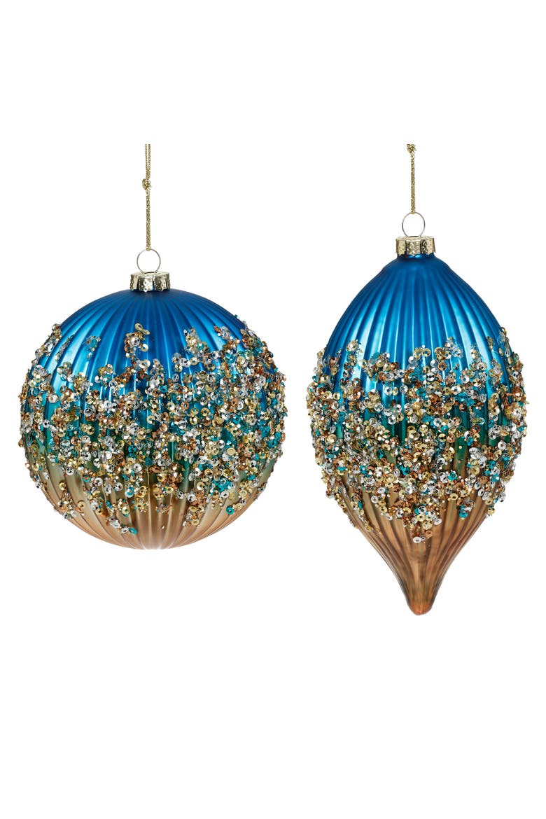 Jeweled Cascade Ornament, Box of 6, Main, color, Cobalt Blue