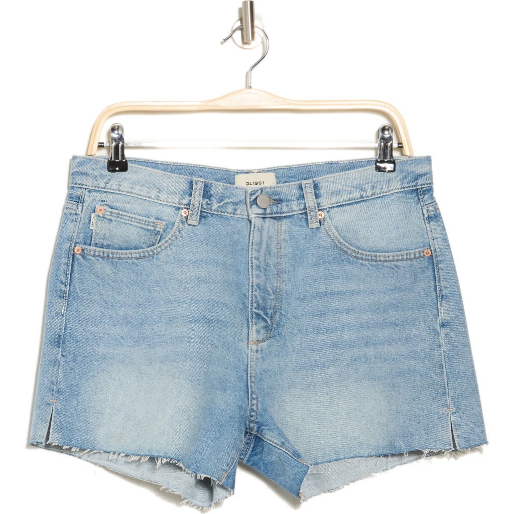Dl1961 Zoie Raw Hem Mid Rise Relaxed Denim Shorts In Vintage Light