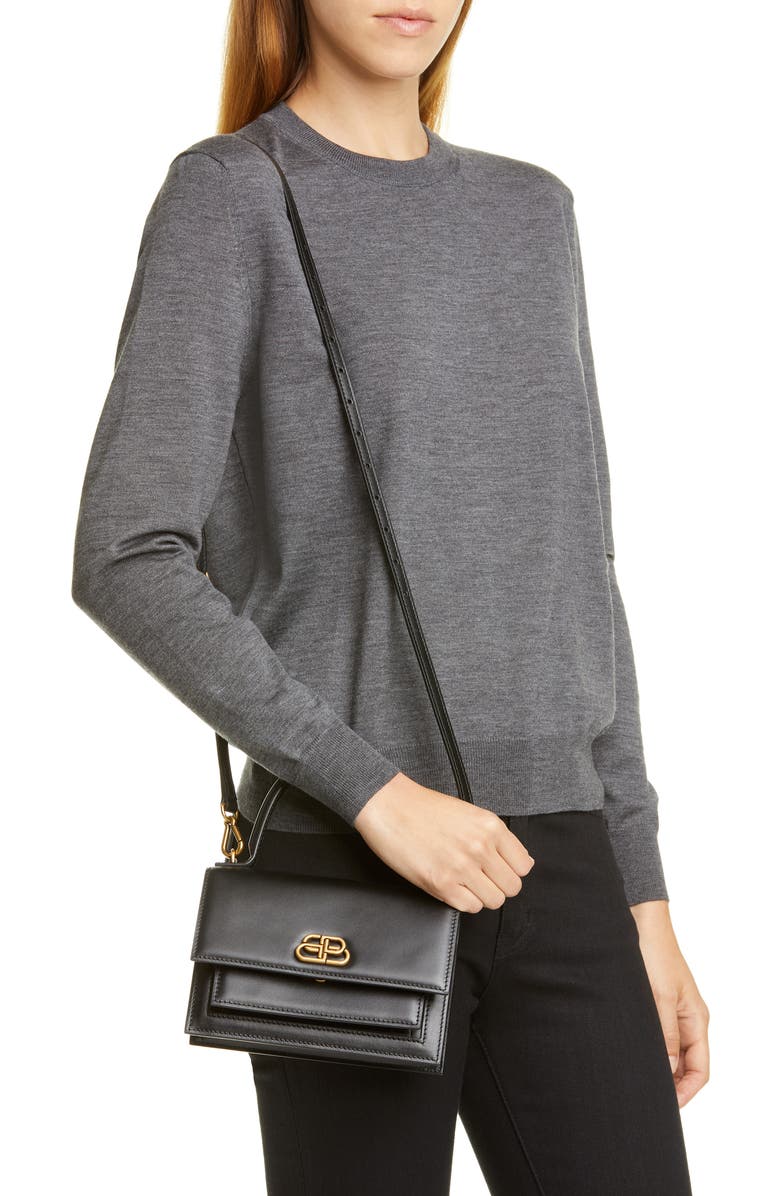 Balenciaga Extra Small Sharp Top Handle Leather Satchel, Alternate, color,