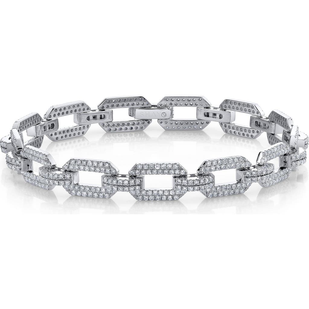 SHAY Diamond &18K Gold Flat Geo Link Bracelet in White Gold  product
