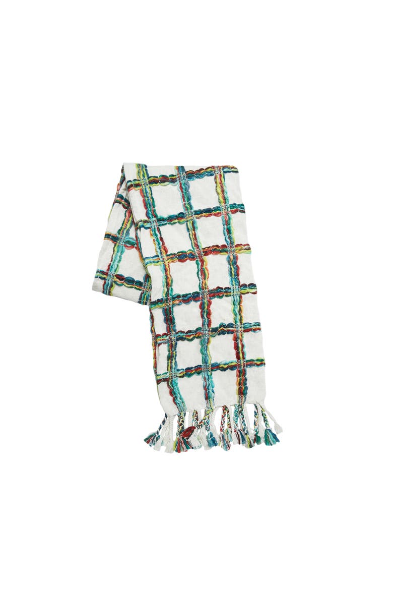 50" x 60" Mimi Winter Cotton Woven Throw Blanket with Fringe, All Seasons Decor, Main, color, Blue