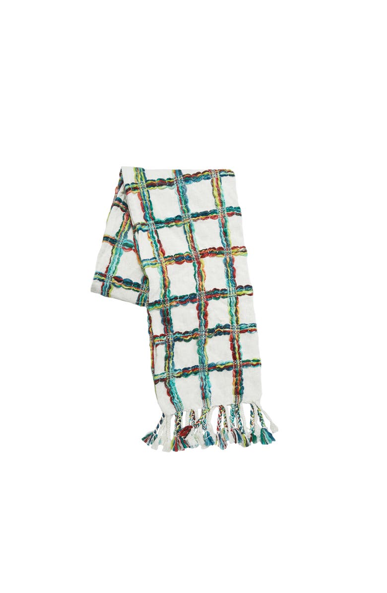 carol & frank 50" x 60" Mimi Winter Cotton Woven Throw Blanket with Fringe, All Seasons Decor, Main, color, Blue