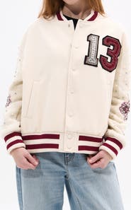 AZALEA WANG Crystal 13 Logo Bomber Jacket