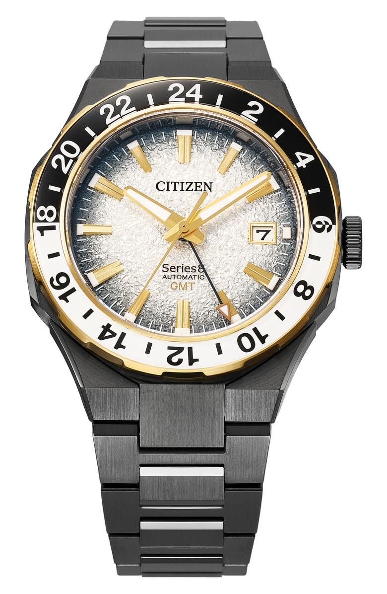 Citizen Series8 880 The Seasons Winter GMT Automatic Bracelet Watch, 41mm, Main, color, Gray