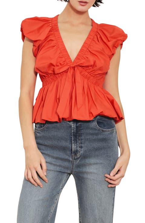 Bubble Sleeve Babydoll Top