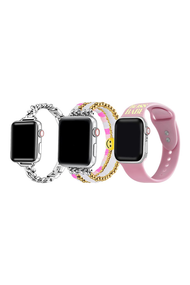 Boss Babe Beaded Assorted 3-Pack Apple Watch® Watchbands, Main, color, PINK ASSORTED