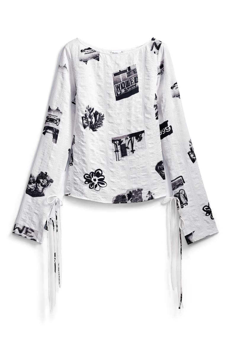Textured Graphic Top, Alternate, color, WHITE