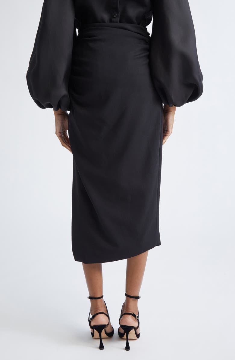 Carolina Herrera Ruched Asymmetric Midi Skirt, Alternate, color, Black