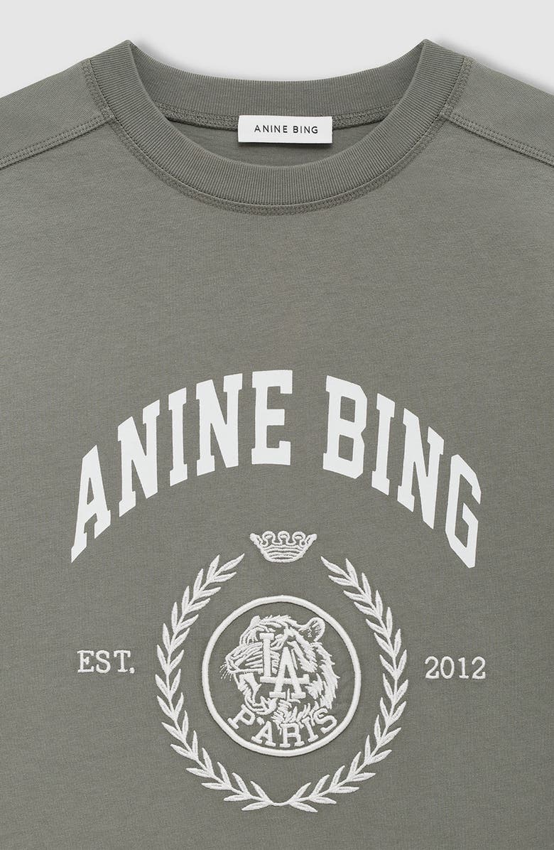 ANINE BING Jaylin Collegiate Tee, Alternate, color, Washed Sage