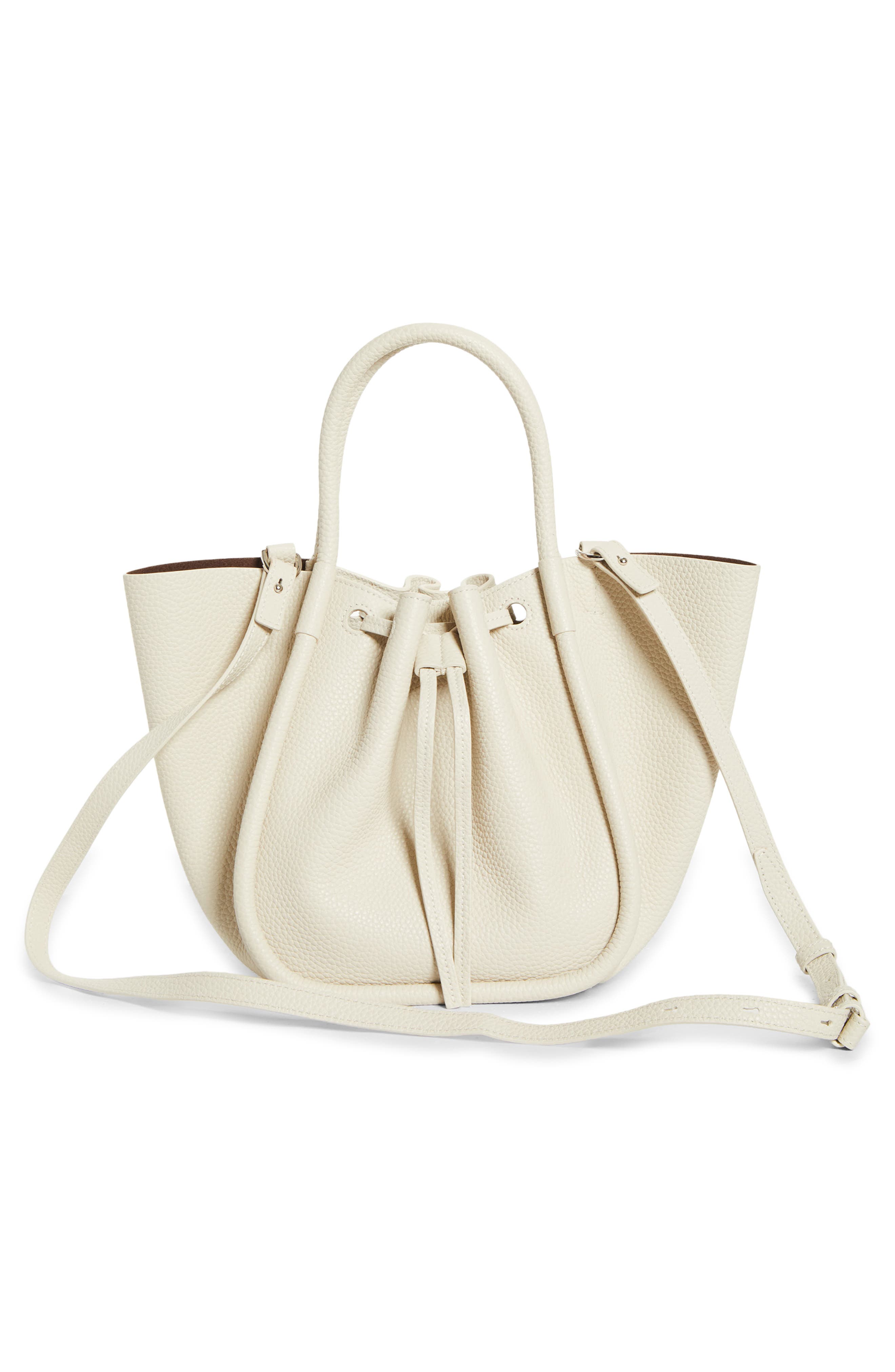 Proenza Schouler Small Ruched Leather Tote, Alternate, color, Ecru