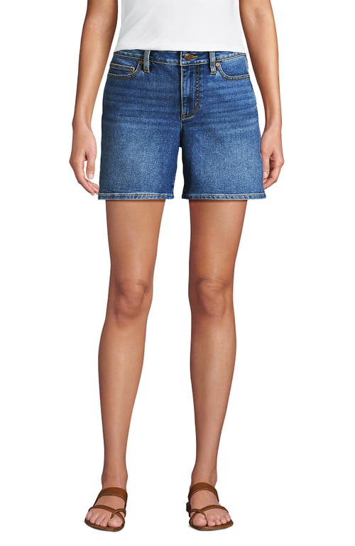 LANDS' END LANDS' END RECOVER MID RISE 7" JEAN SHORTS
