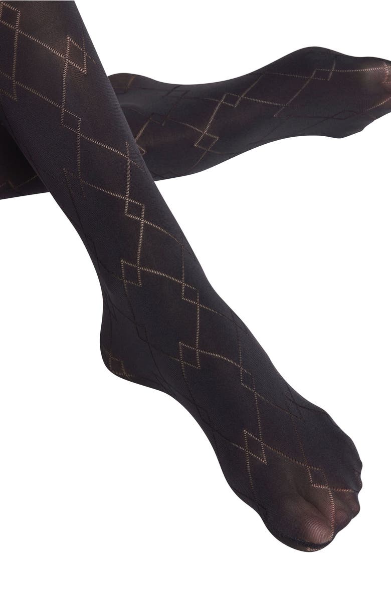 Falke Check Mate Tights, Alternate, color, Black