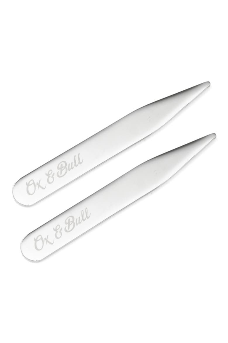 Set of 2 Stainless Steel Collar Stays, Main, color, SILVER